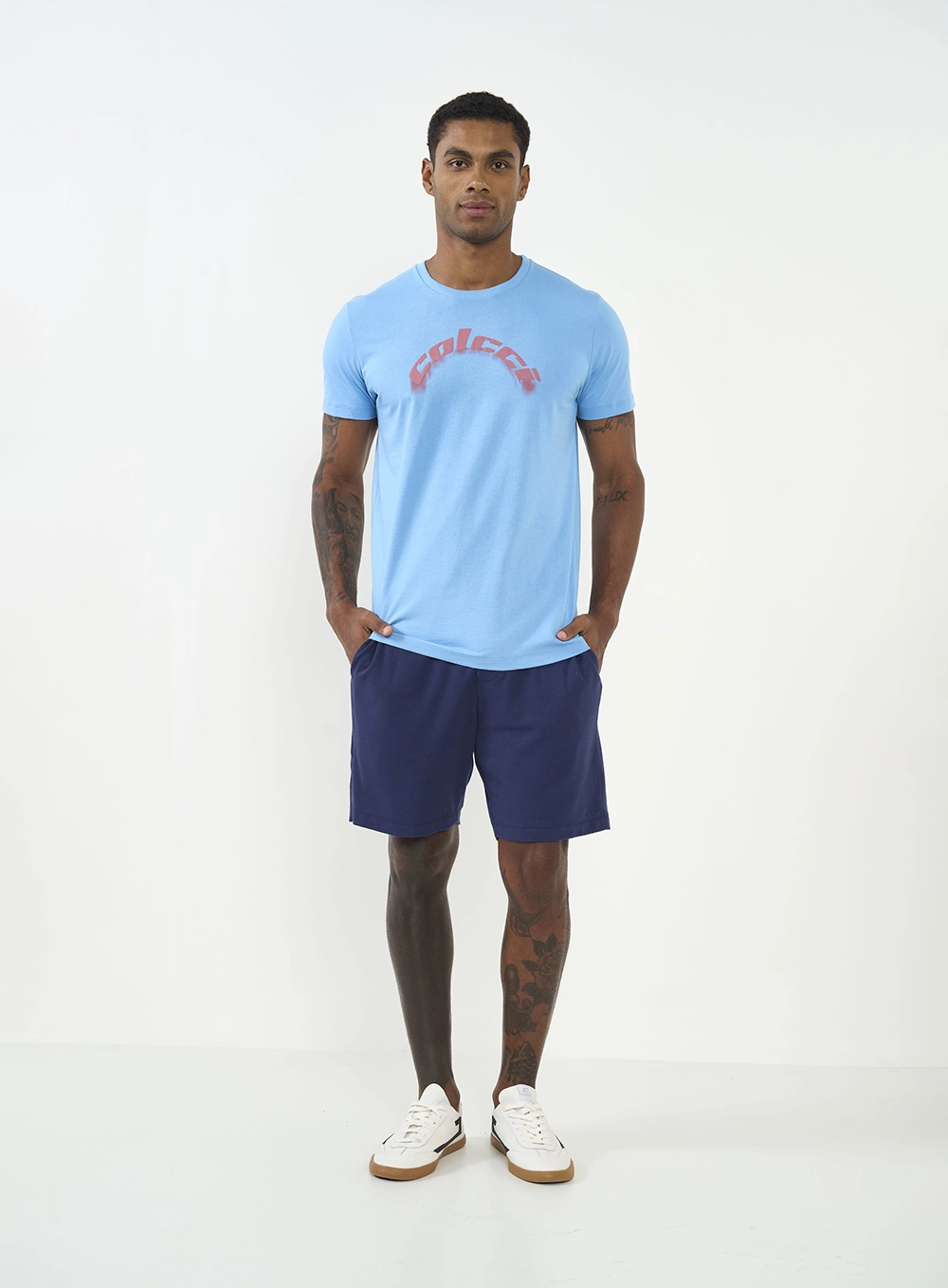 Camiseta Slim Com Estampa Azul