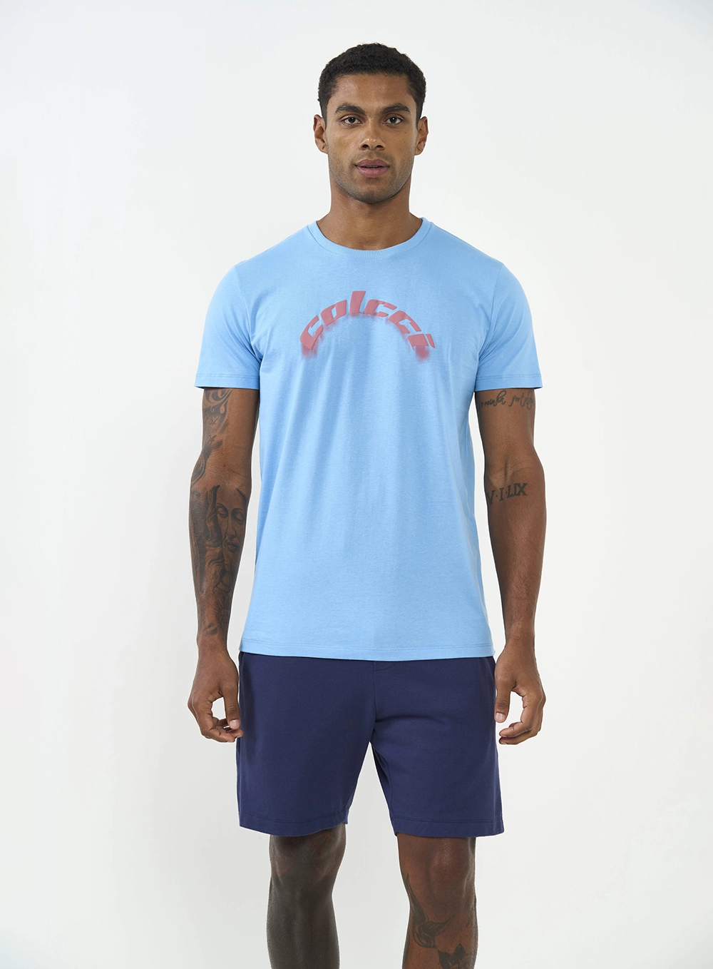 Camiseta Slim Com Estampa Azul