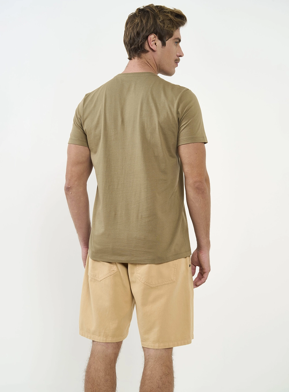 Camiseta Slim Com Aplicação Bege Misk