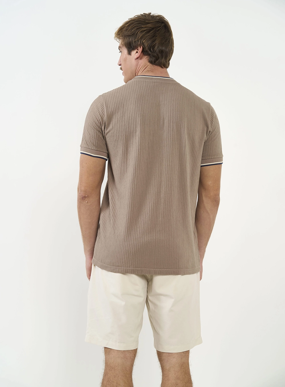 Camiseta Masculina Canelada Bege