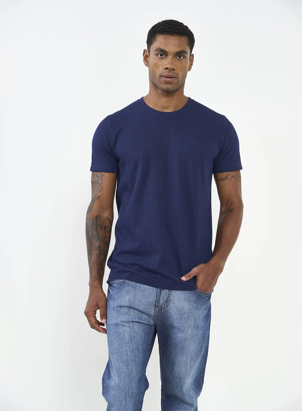 Camiseta Basic Manga Curta Azul