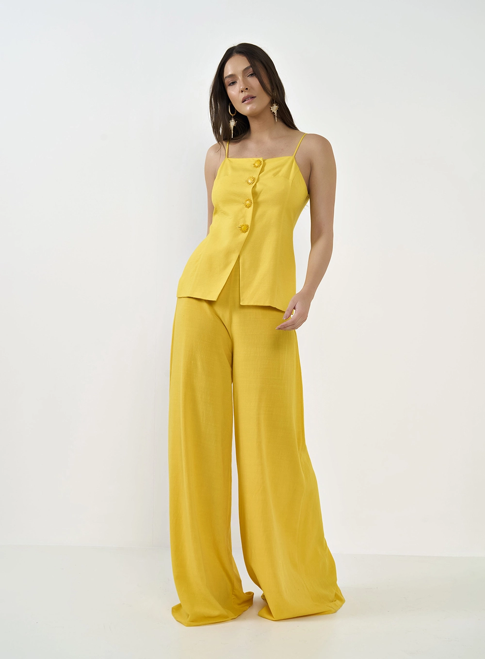 Blusa Reta Em Alfaiataria Amarelo