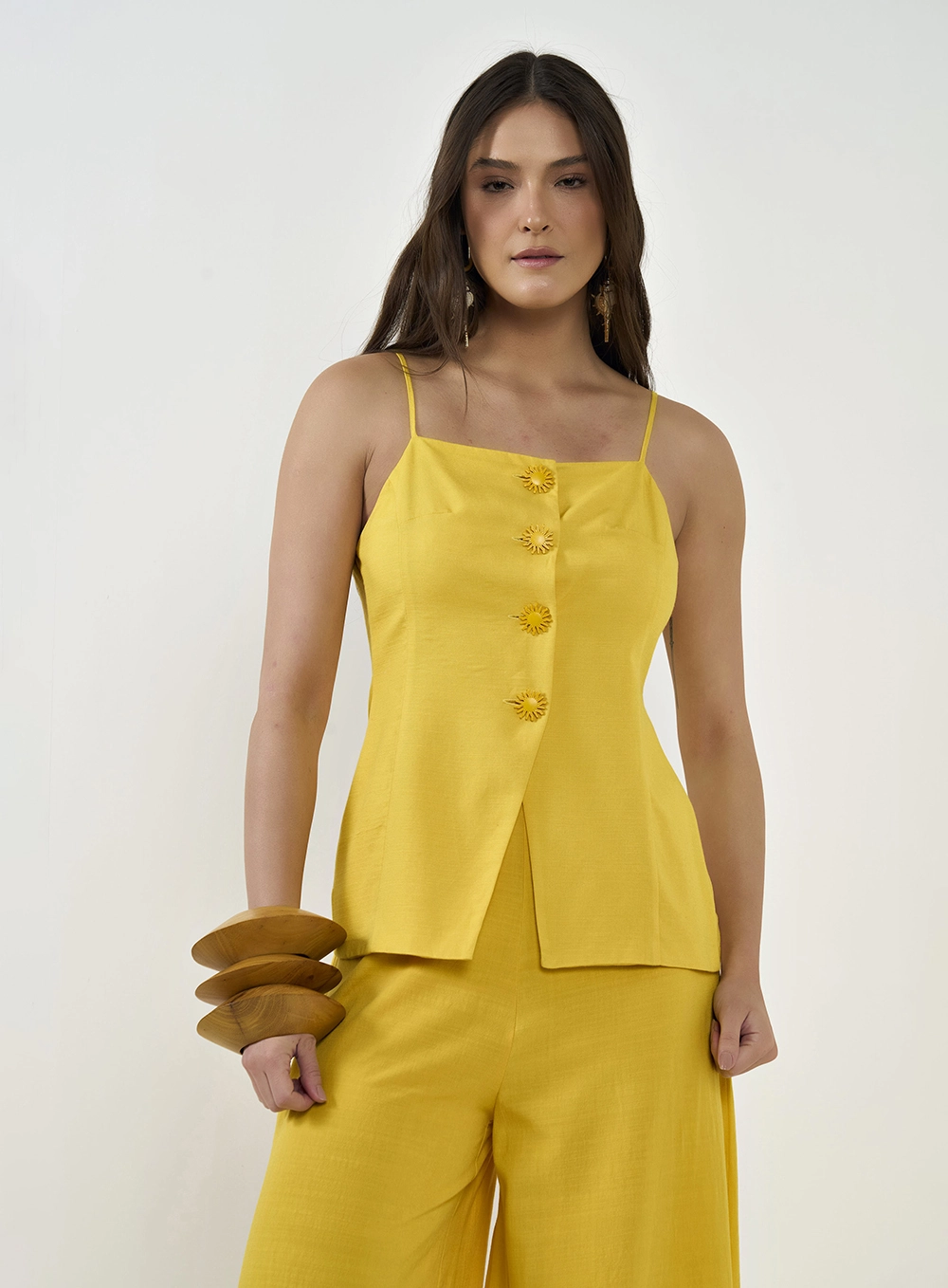 Blusa Reta Em Alfaiataria Amarelo