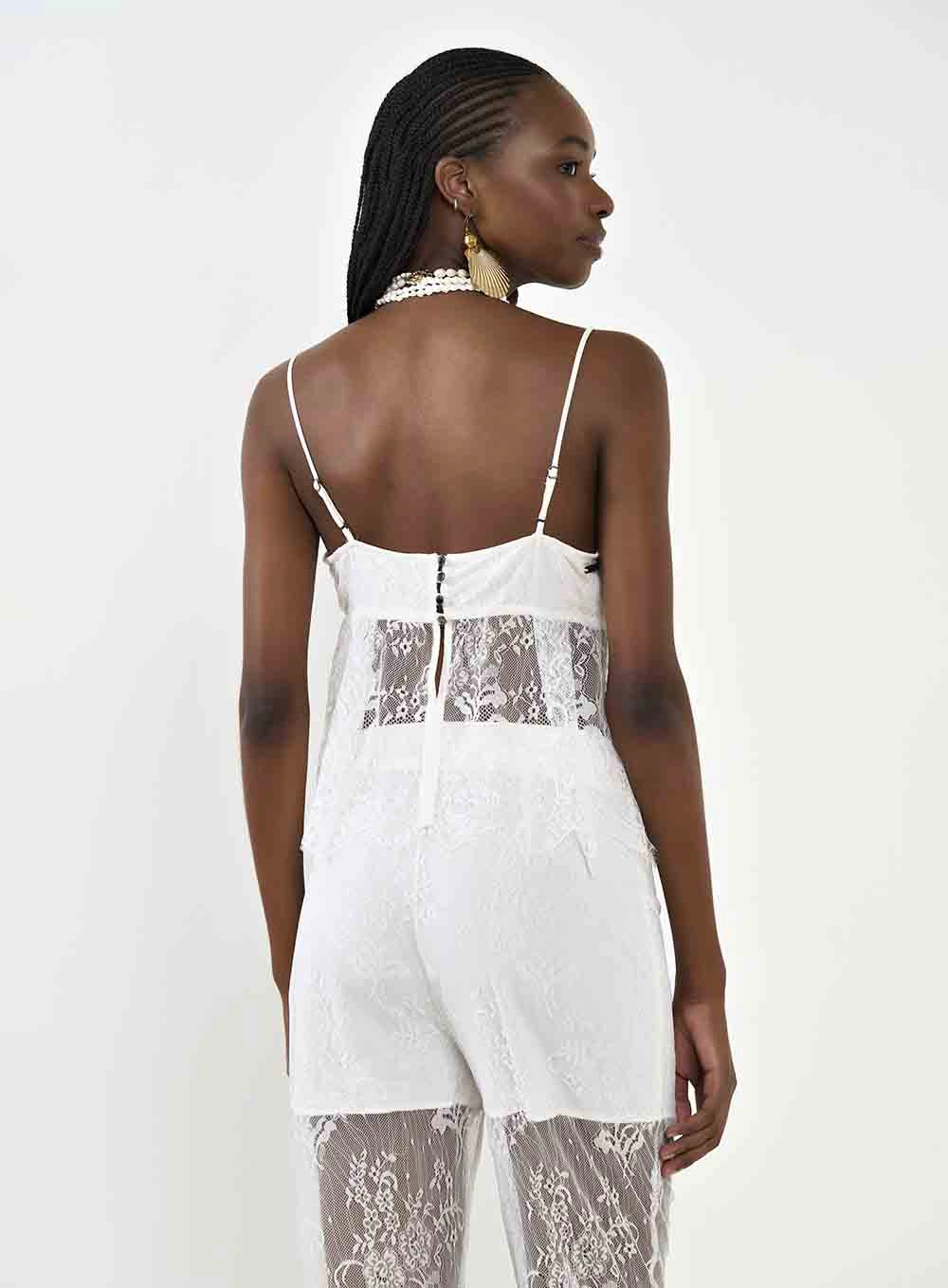 Blusa Em Renda Com Transparência Off Shell