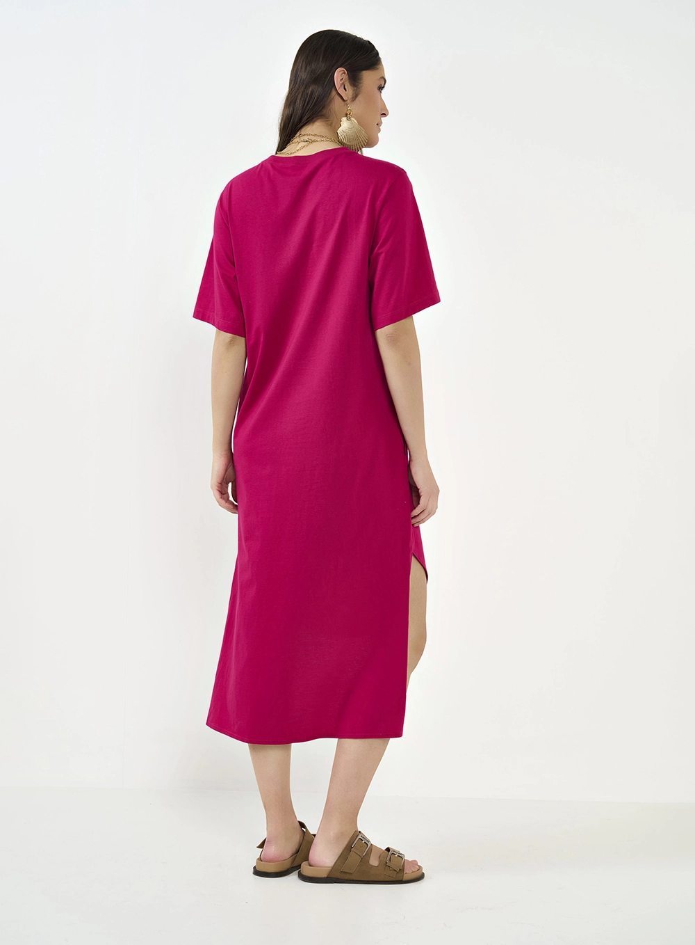 Vestido Midi Assimétrico Rosa Timeless