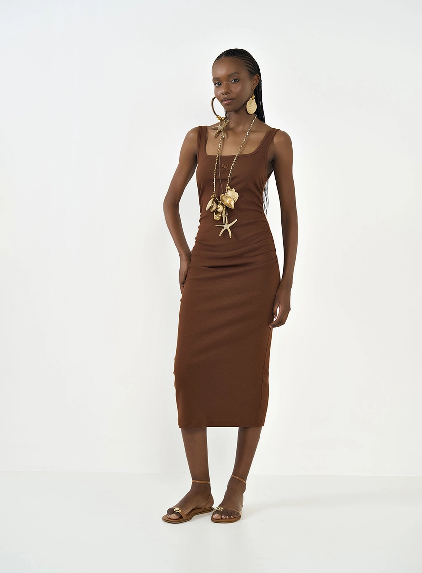 Vestido Midi Canelado Justo