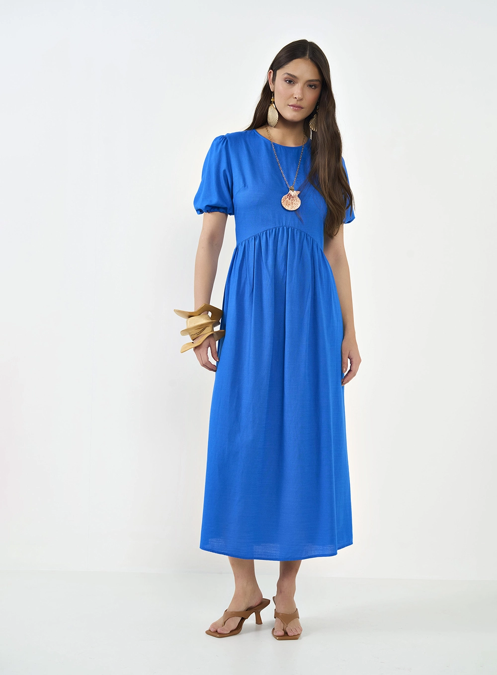 Vestido Midi Comfort Azul