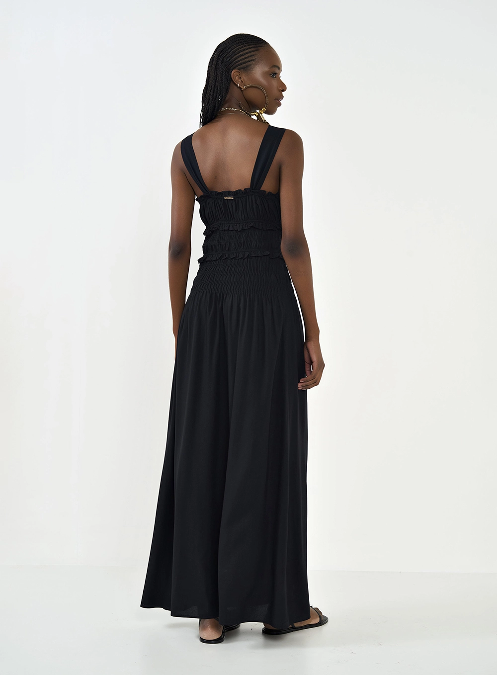 Vestido Midi Com Busto Em Lastex Preto