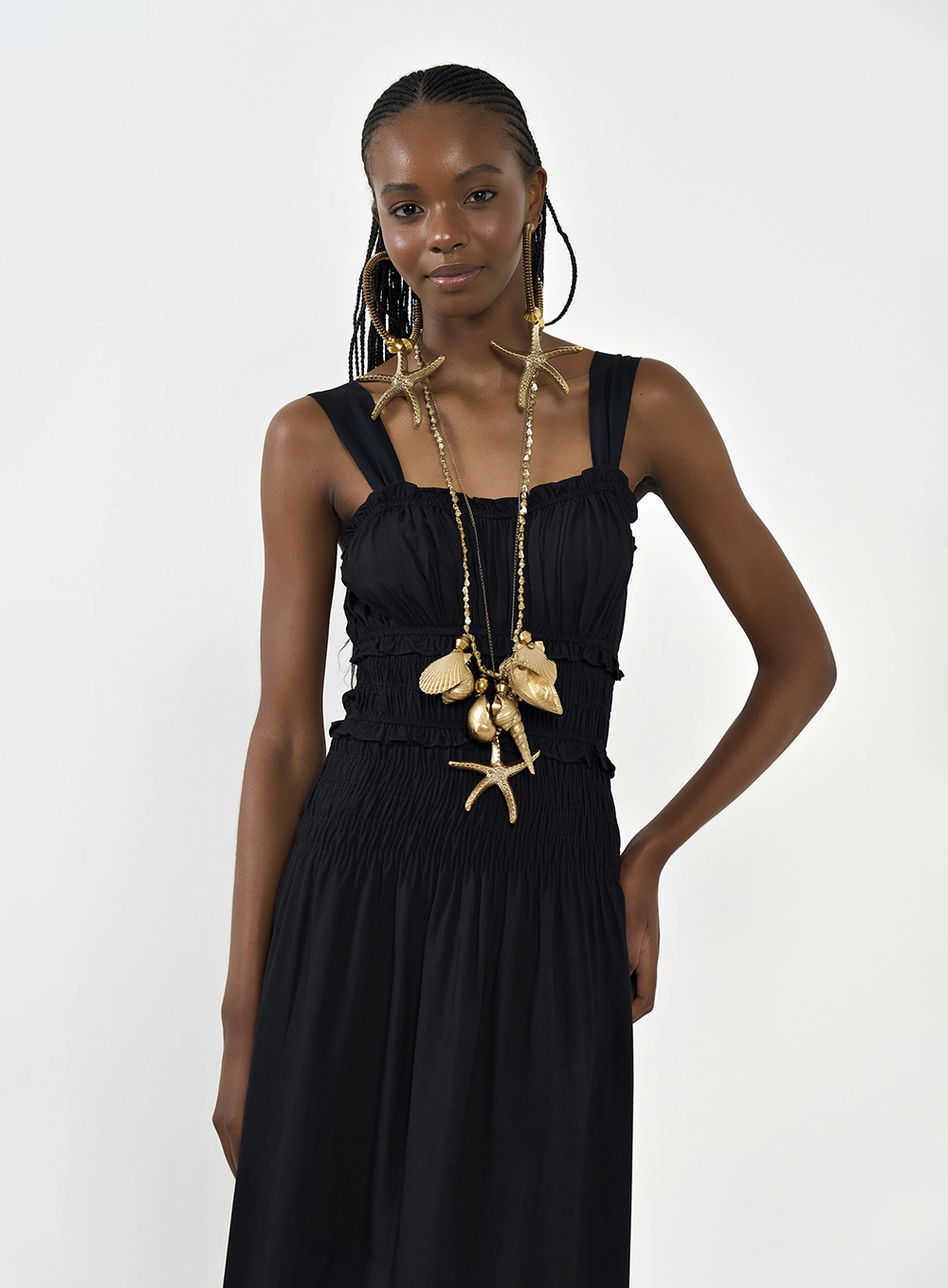 Vestido Midi Com Busto Em Lastex Preto