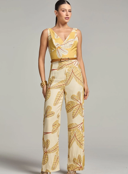 Macacão Alfaiataria Estampado De Alça