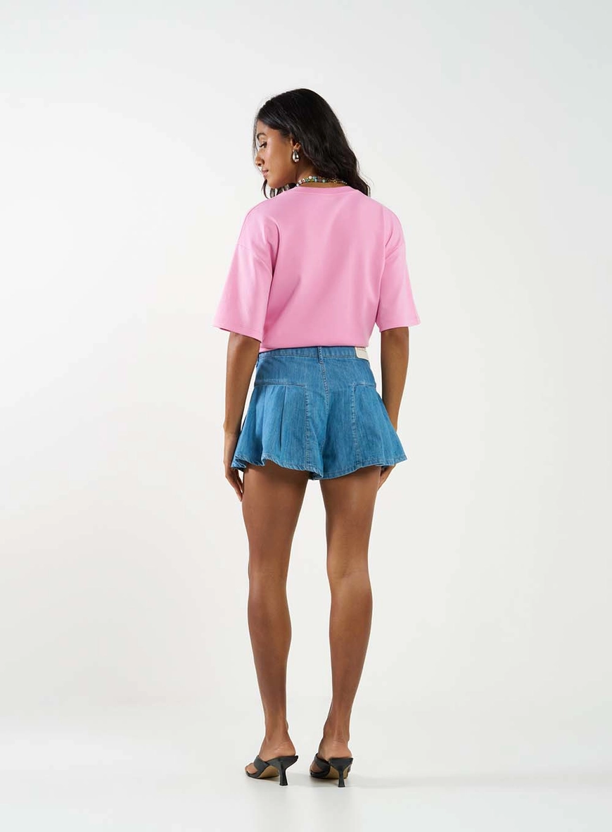 Camiseta Oversized Estampada E Bordada Rosa 4