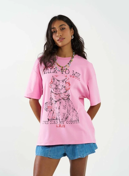 Camiseta Oversized Estampada E Bordada