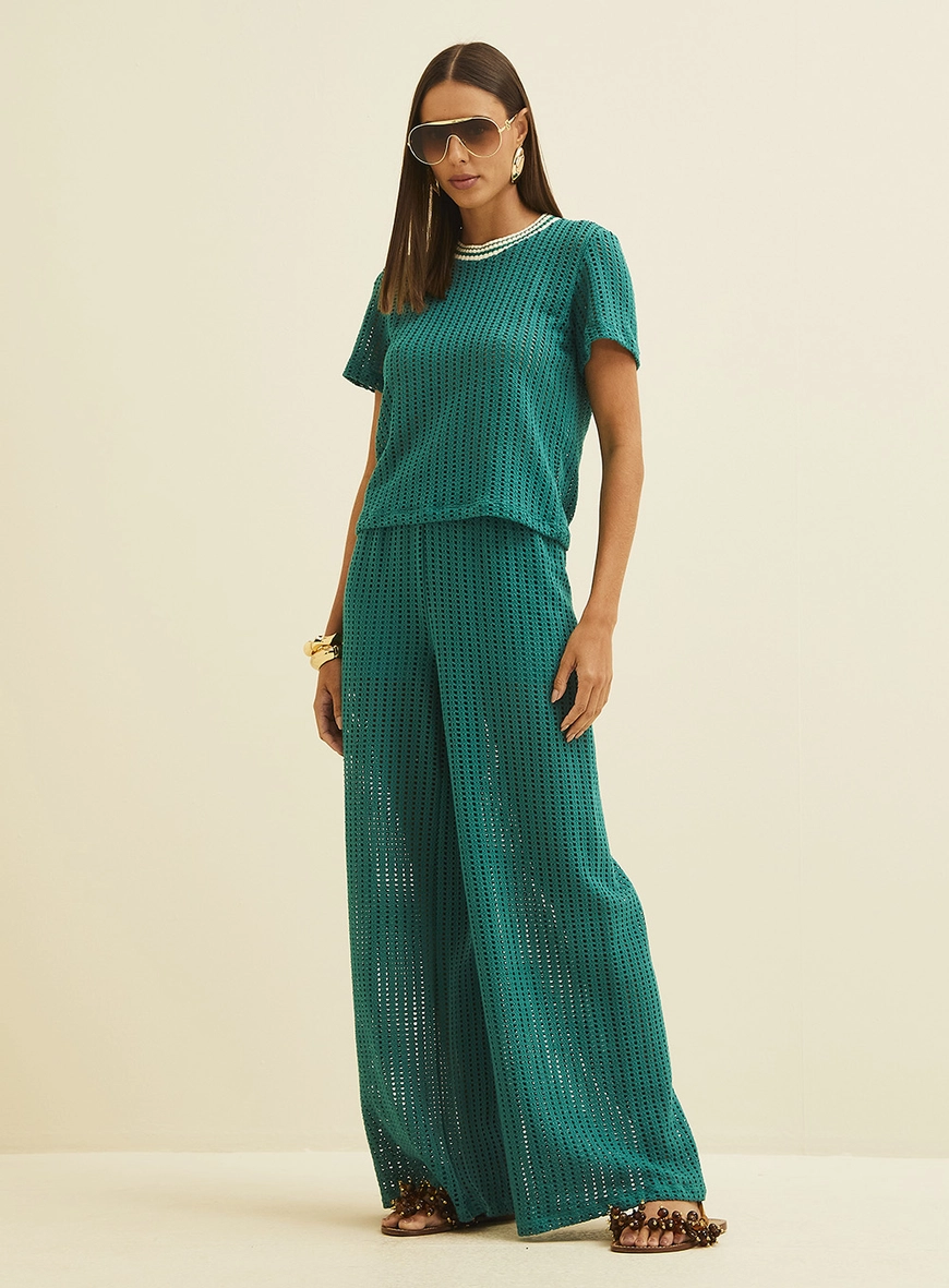Camiseta Feminina Em Tricô Verde