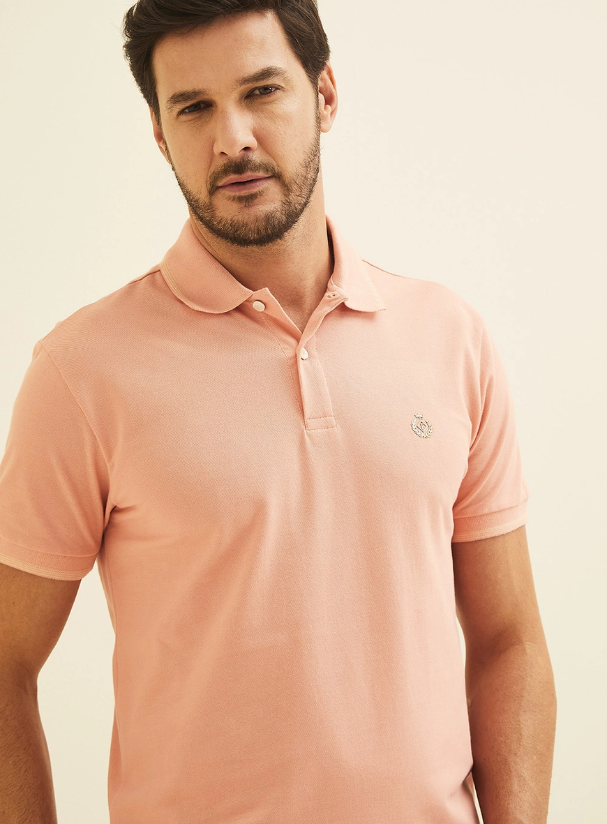 Polo Manga Curta Rosa Rosa