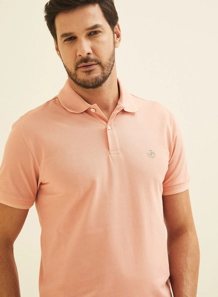 Polo Manga Curta Rosa
