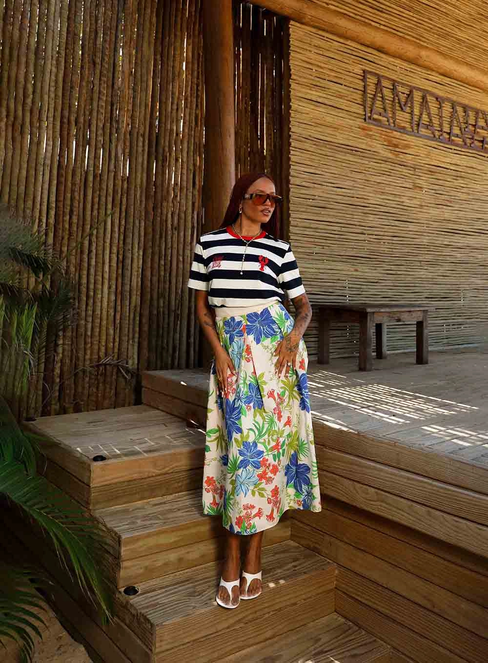 Saia Midi Joana Estampada Estampados