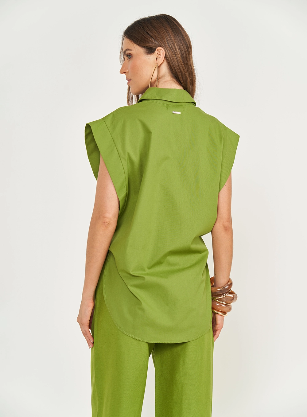 Camisa Loose Com Cinto Verde