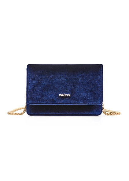 Bolsa Tiracolo Em Veludo Azul Darkness