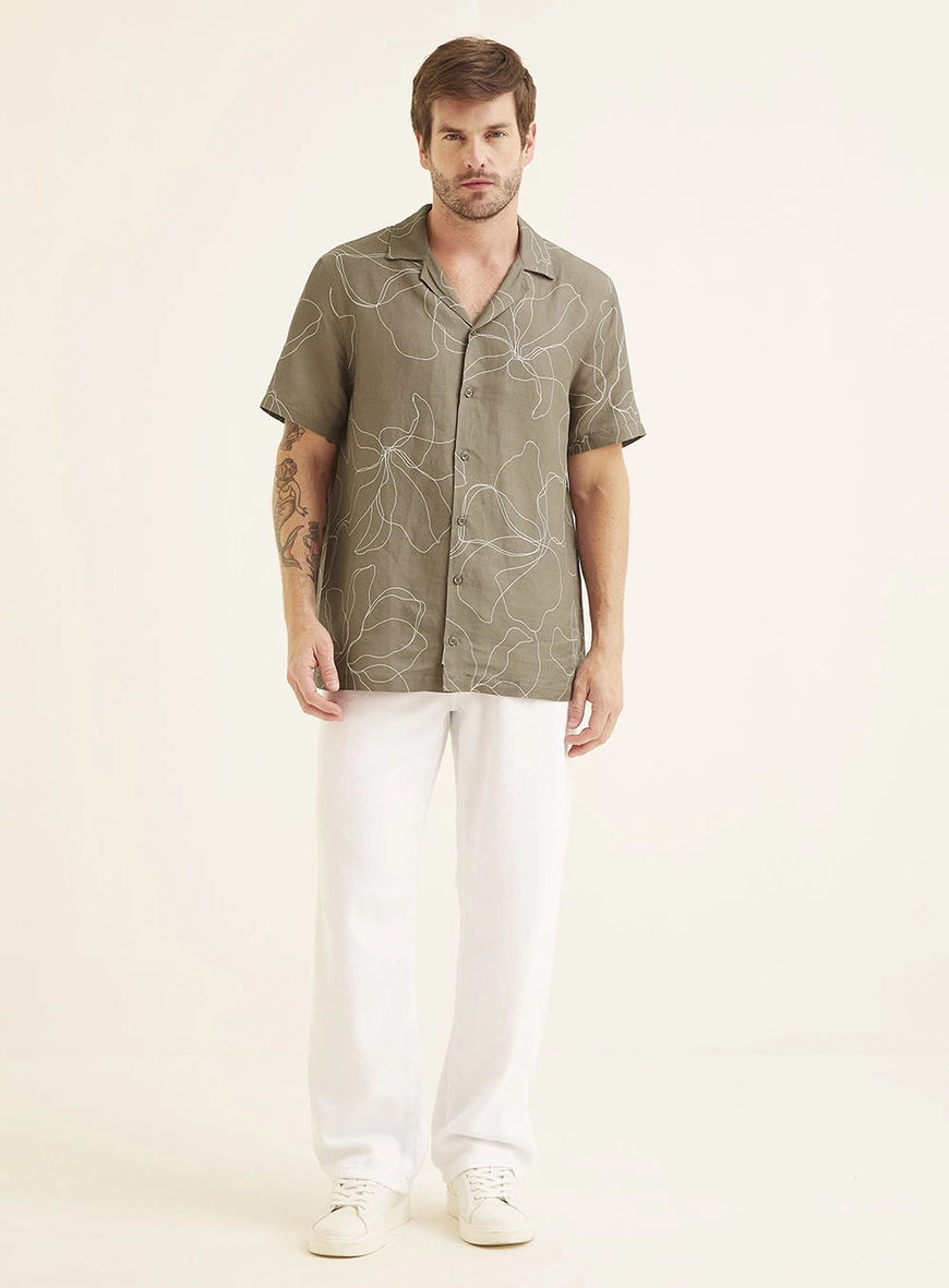 Camisa Masculina Regular Linho Estampada Estampados 1