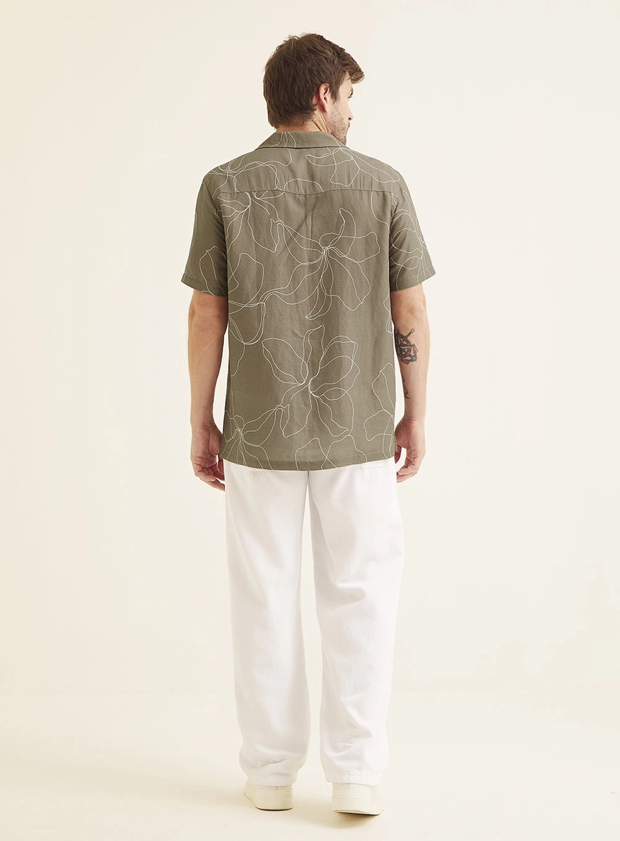 Camisa Masculina Regular Linho Estampada Estampados 5