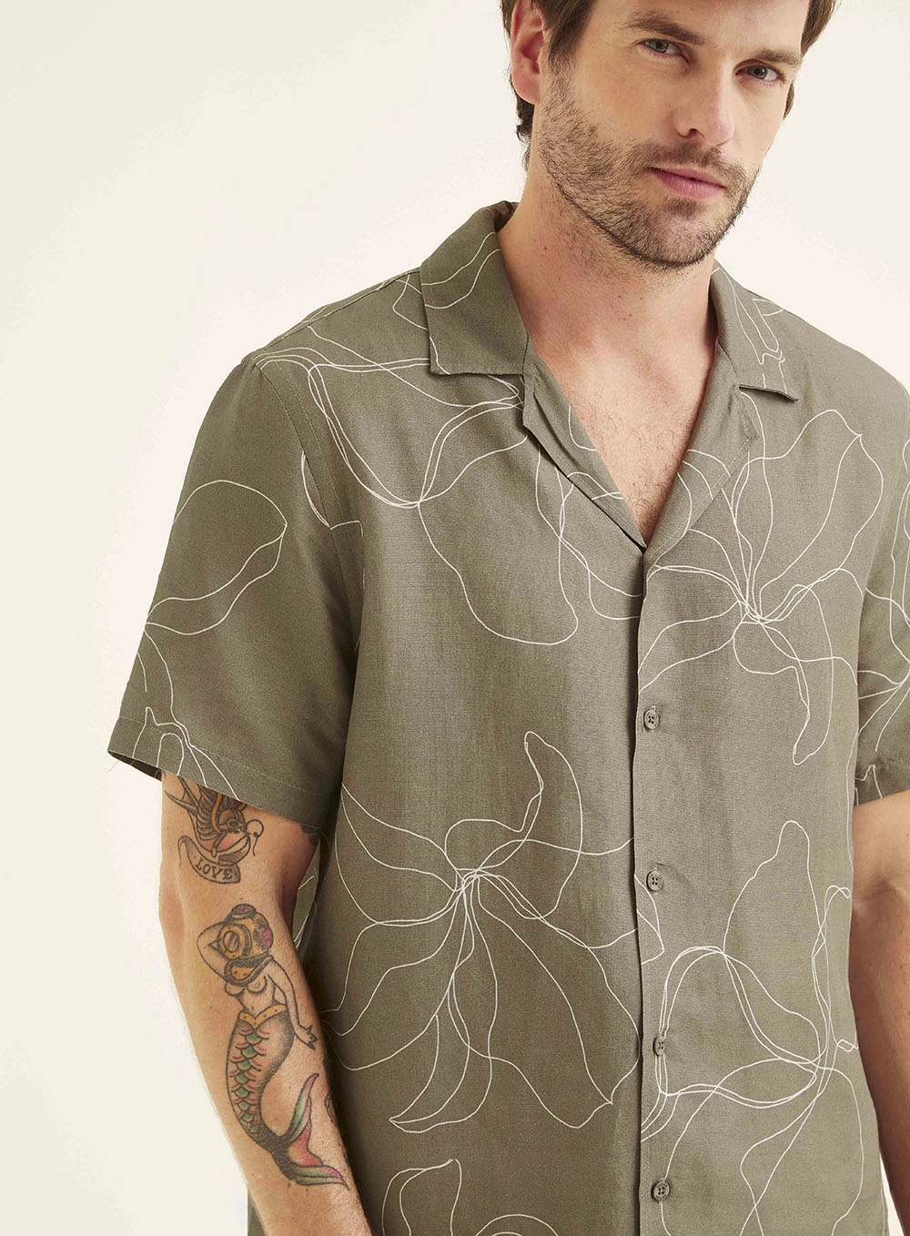 Camisa Masculina Regular Linho Estampada Estampados 3