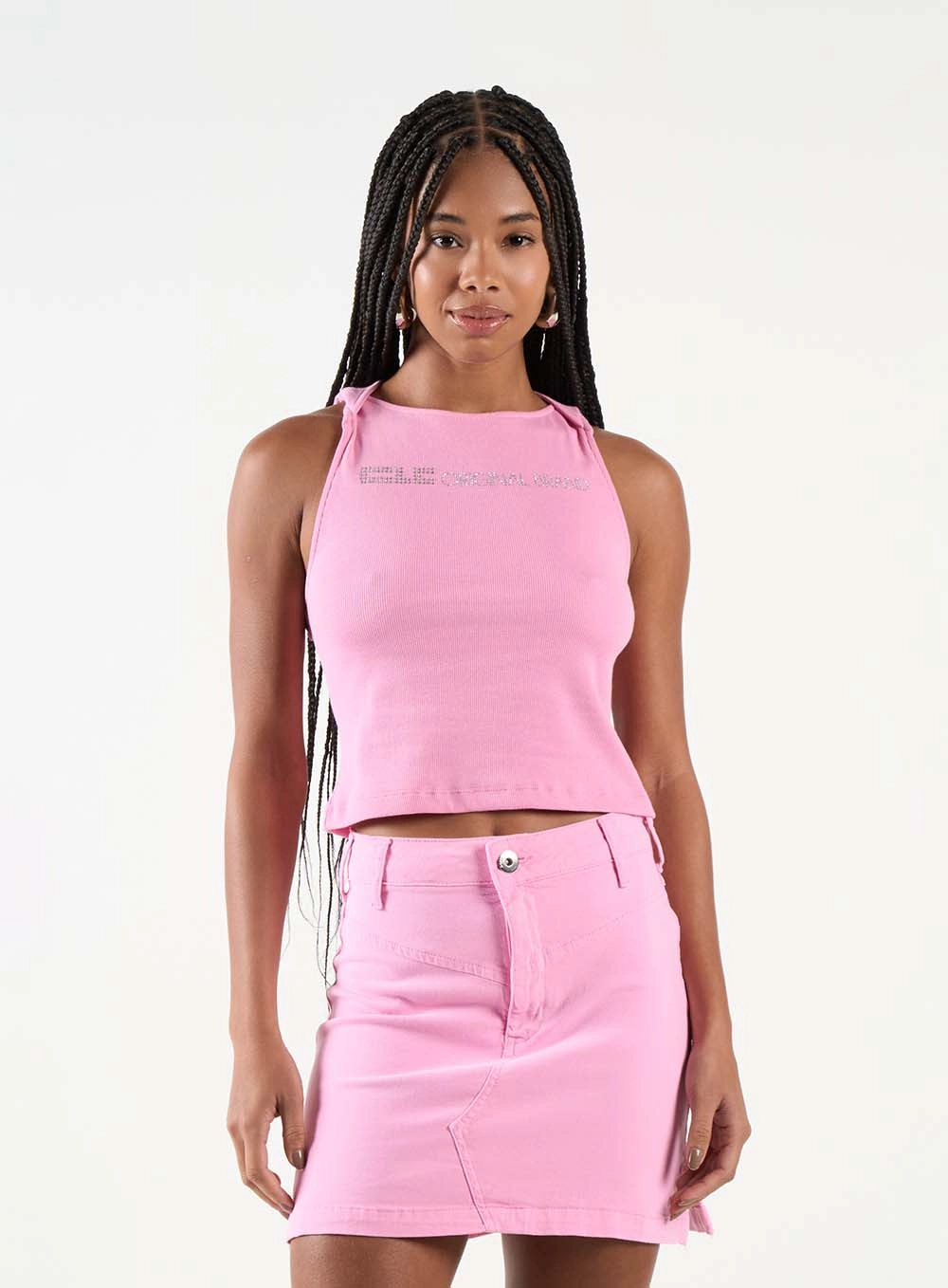 Blusa Slim Canelada Com Aplicação Rosa 1