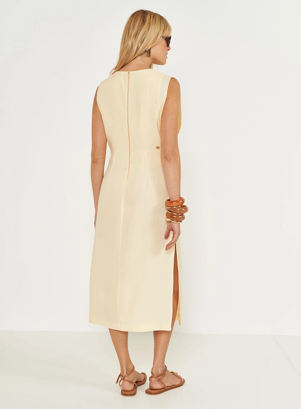 Vestido Midi Slim Bege