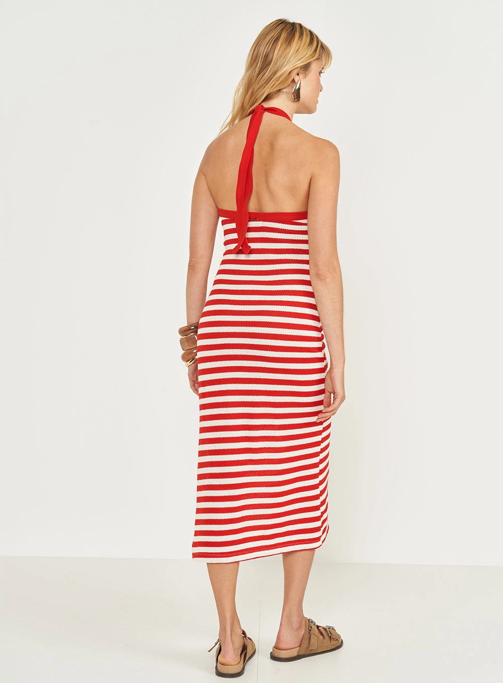 Vestido Frente Única Slim Listrado Estampados