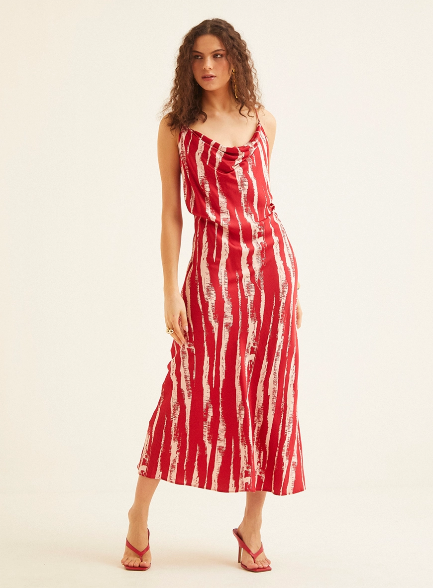 Vestido Longo Estampado Decote Degagê Estampados 2
