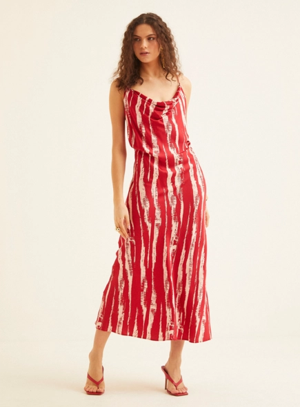 Vestido Longo Estampado Decote Degagê