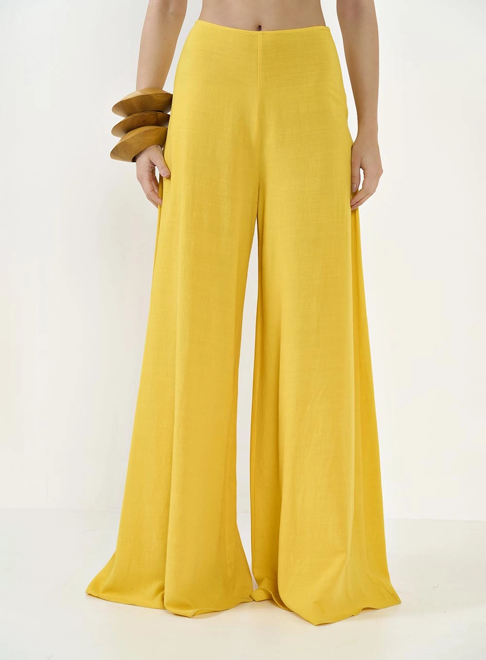 Calça Feminina Pantalona  Palazzo Amarelo