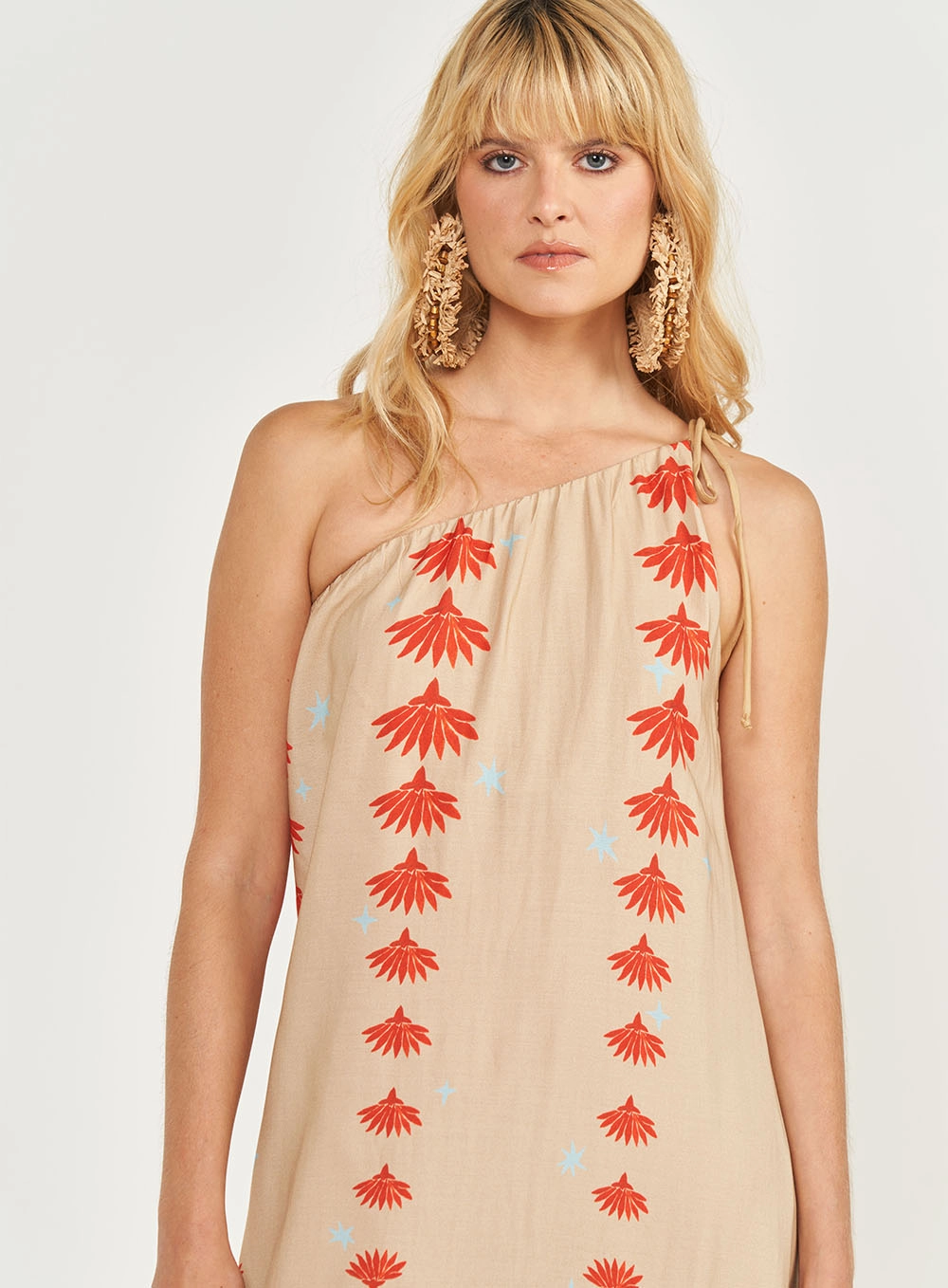 Vestido Midi Estampado Uma Alça Estampados