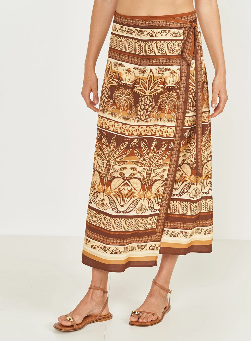 Saia Midi Transpassada Com Estampa Estampados