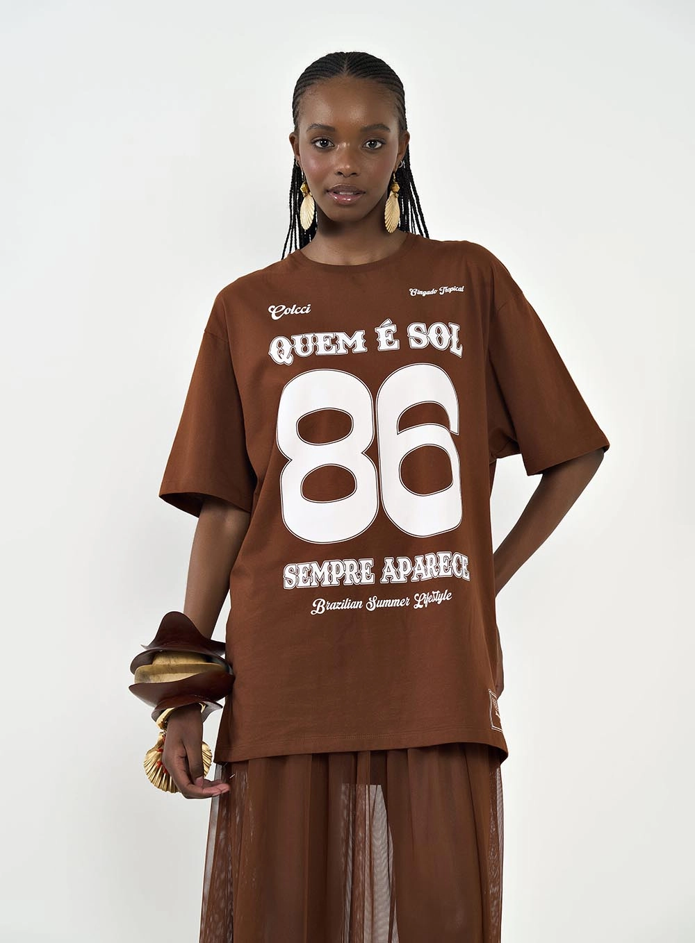 Camiseta Feminina Jamie Oversized Estampada | Colcci