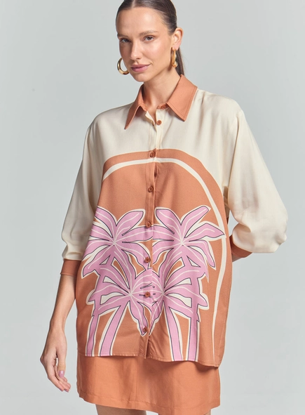 Camisa Feminina Comfort Estampada Manga Longa