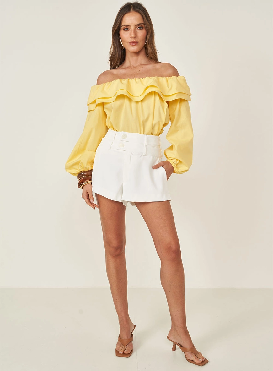 Blusa Ombro A Ombro Com Babados