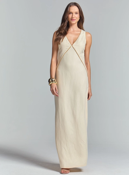 Vestido Longo Comfort Com Decote V