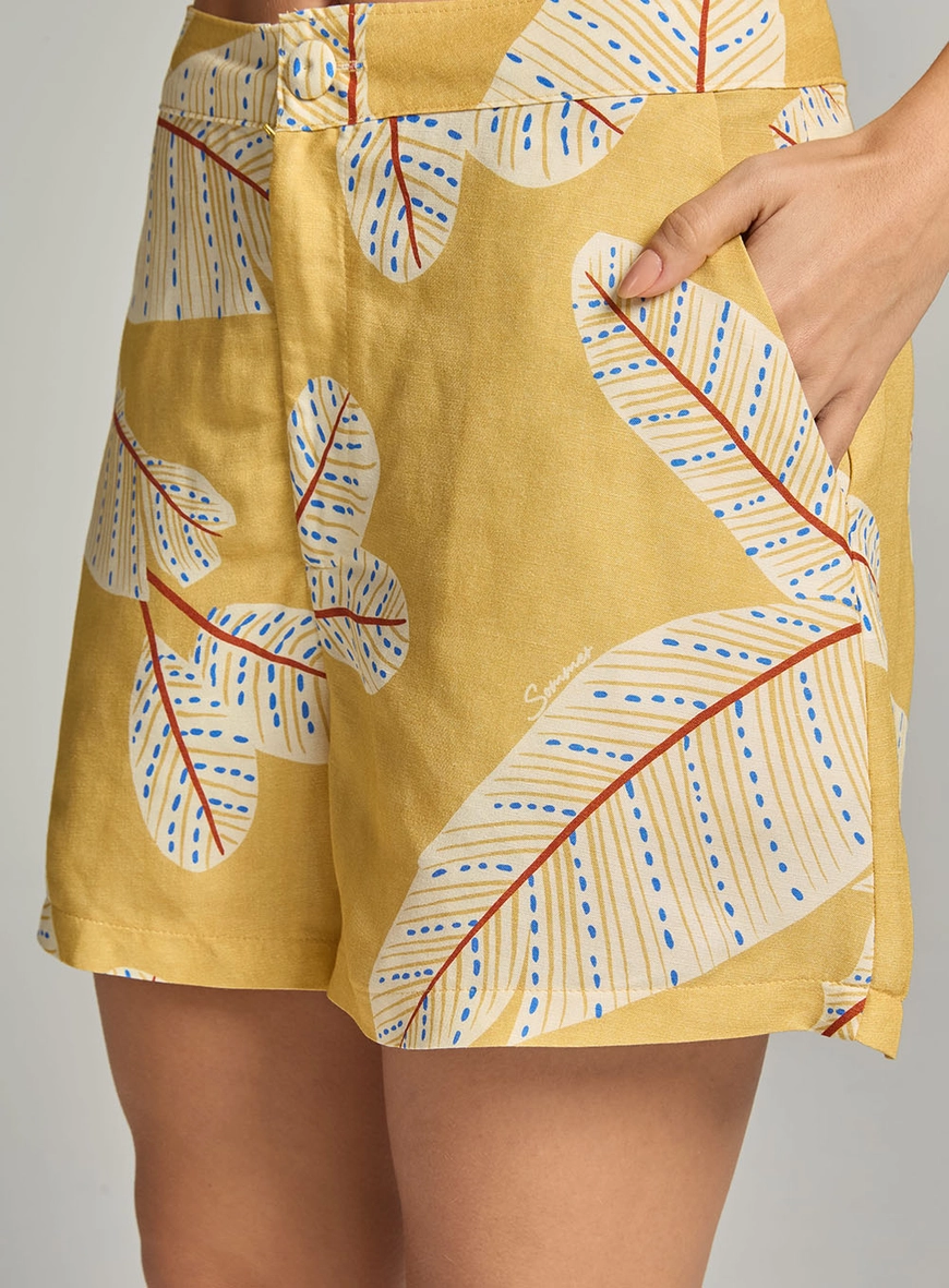 Short Linho De Alfaiataria Estampado Estampados 2