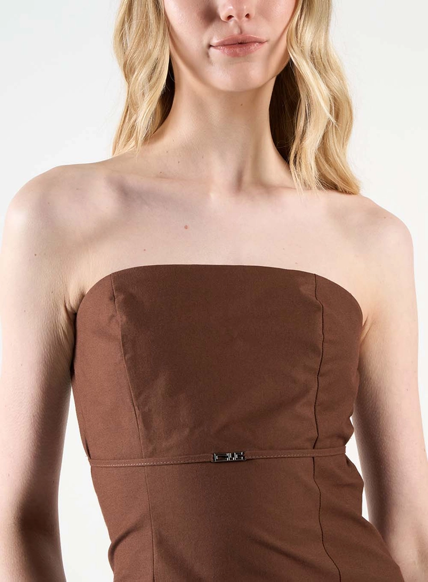Blusa Slim Tomara Que Caia Com Lastex Marrom 3