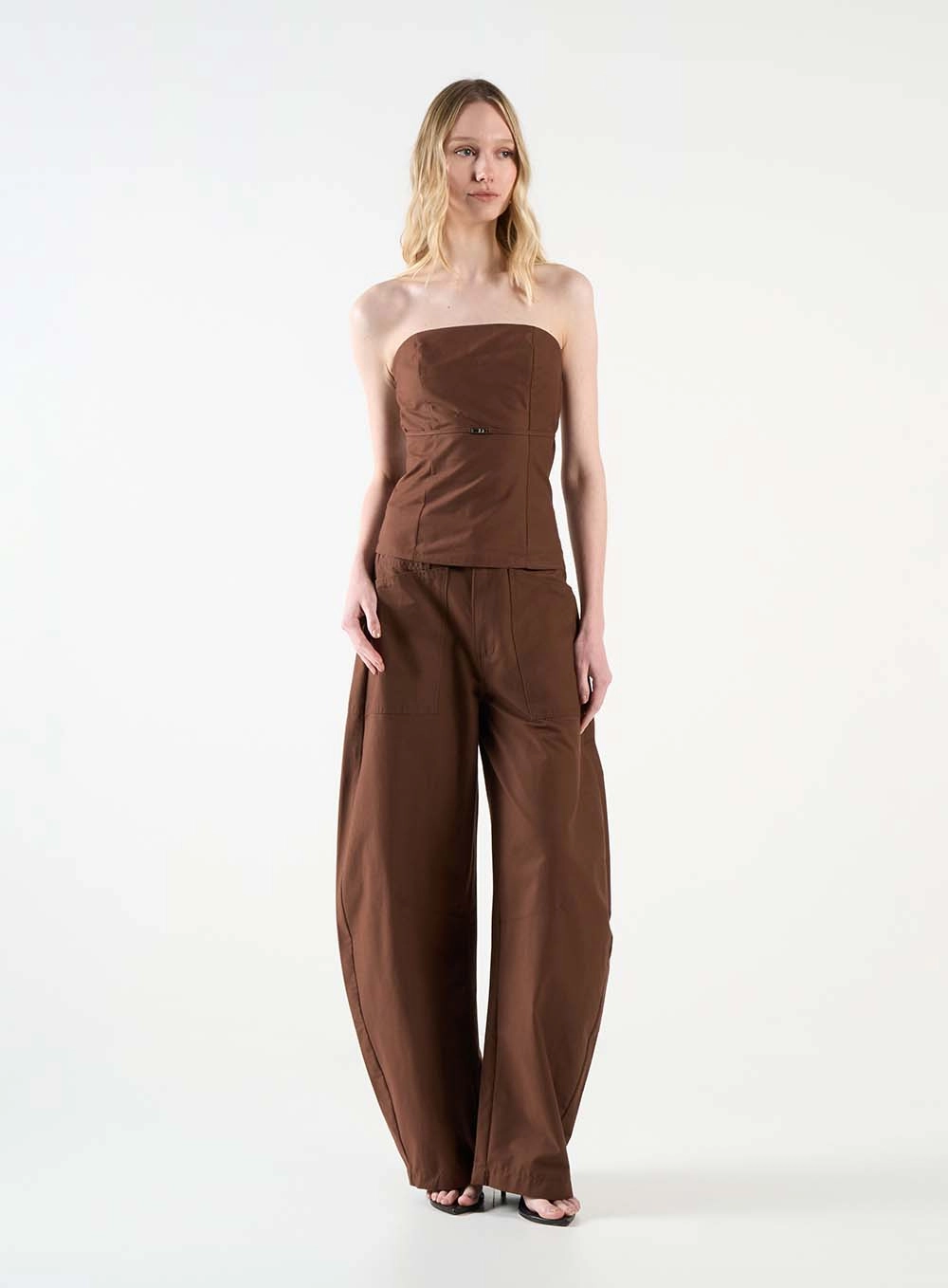 Blusa Slim Tomara Que Caia Com Lastex Marrom 2