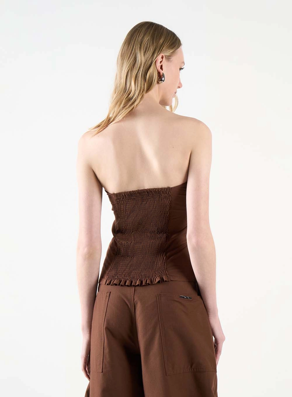 Blusa Slim Tomara Que Caia Com Lastex Marrom 4