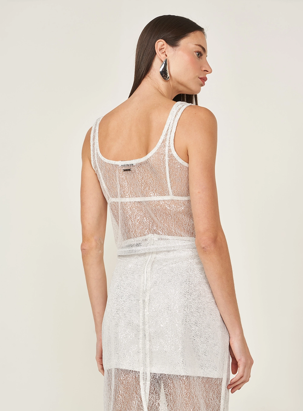 Blusa Em Tela Metalizado Off