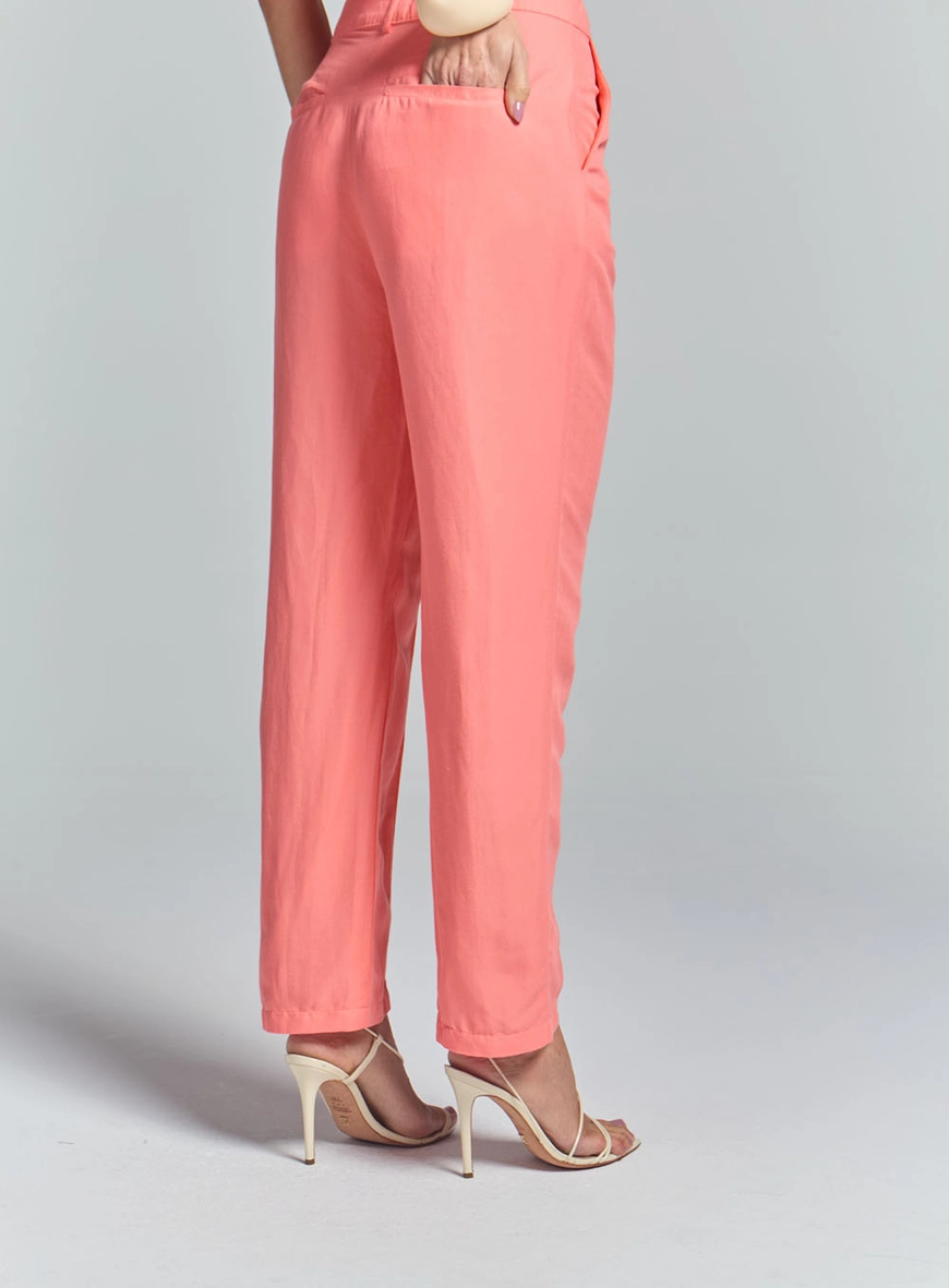 Calça Alfaiataria Reta Slim Laranja 4