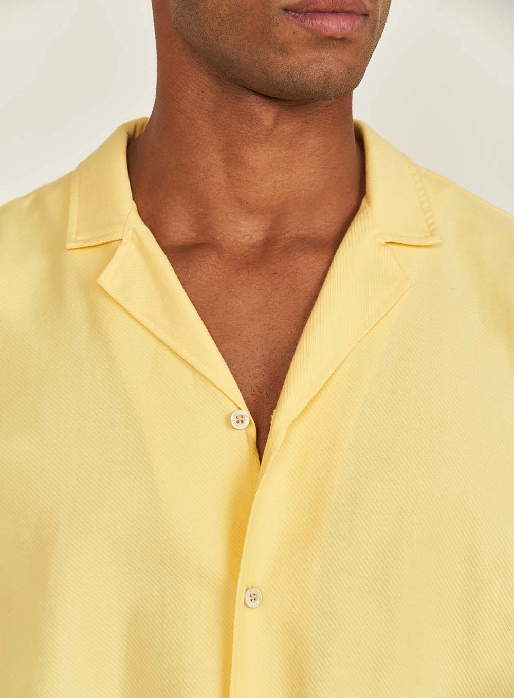 Camisa Masculina Box Manga Curta Amarelo