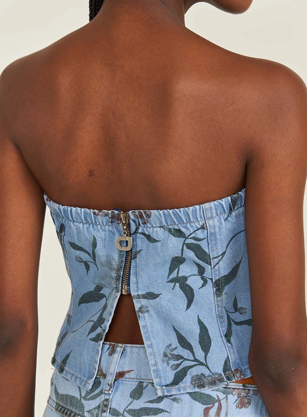 Top Jeans Com Estampa E Zíper Nas Costas Estampados