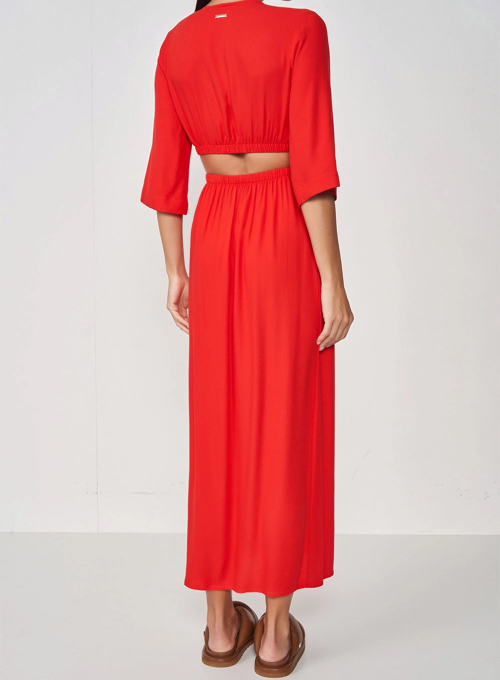 Vestido Comfort Com Recortes Vermelho