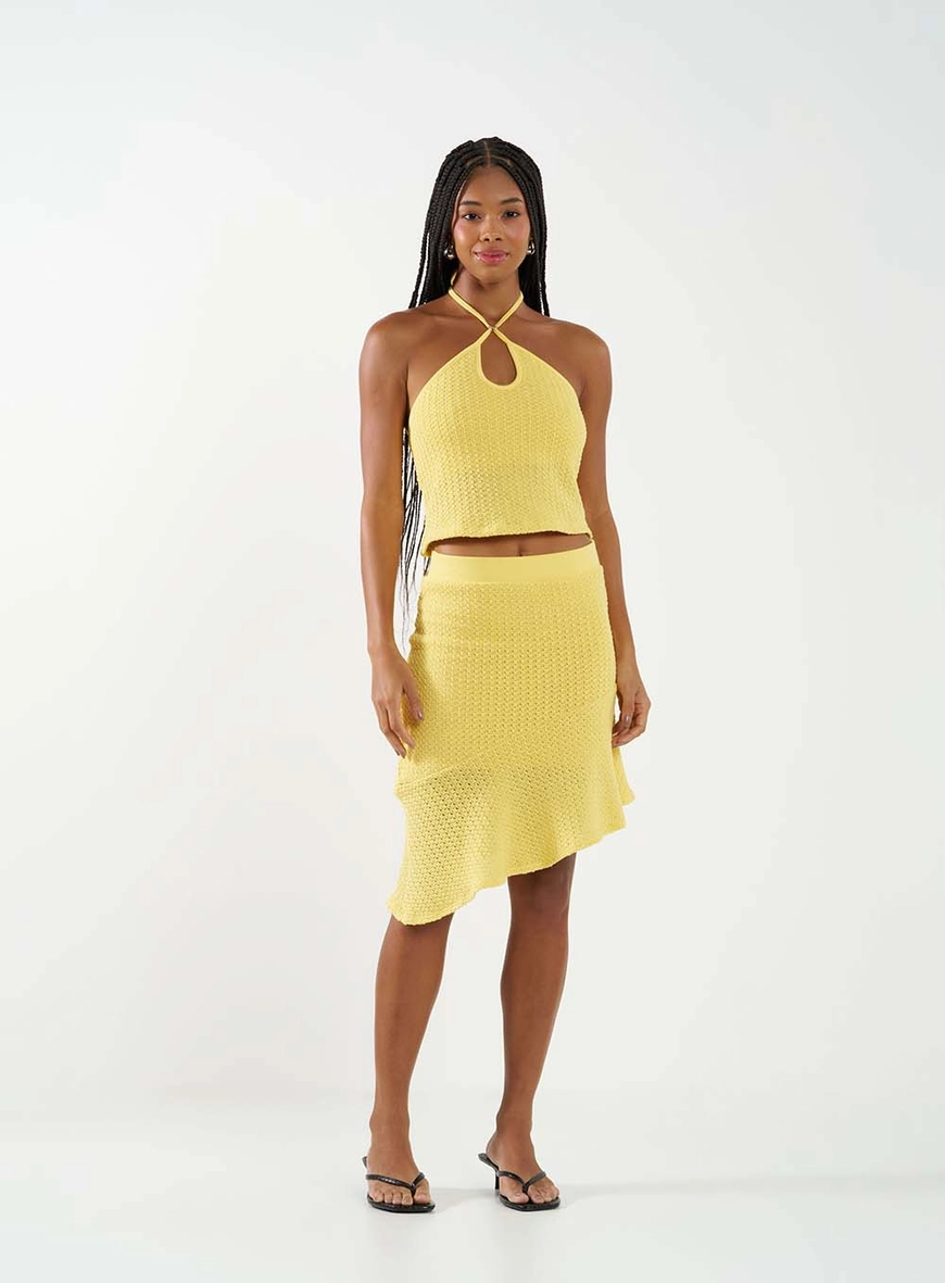 Blusa Slim Frente Única Texturizada Amarelo 2