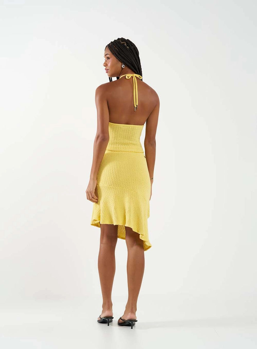 Blusa Slim Frente Única Texturizada Amarelo 4