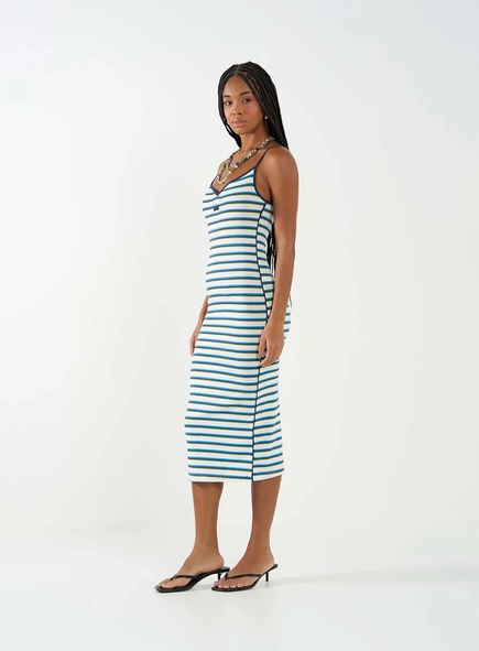 Vestido Slim Midi Listrado