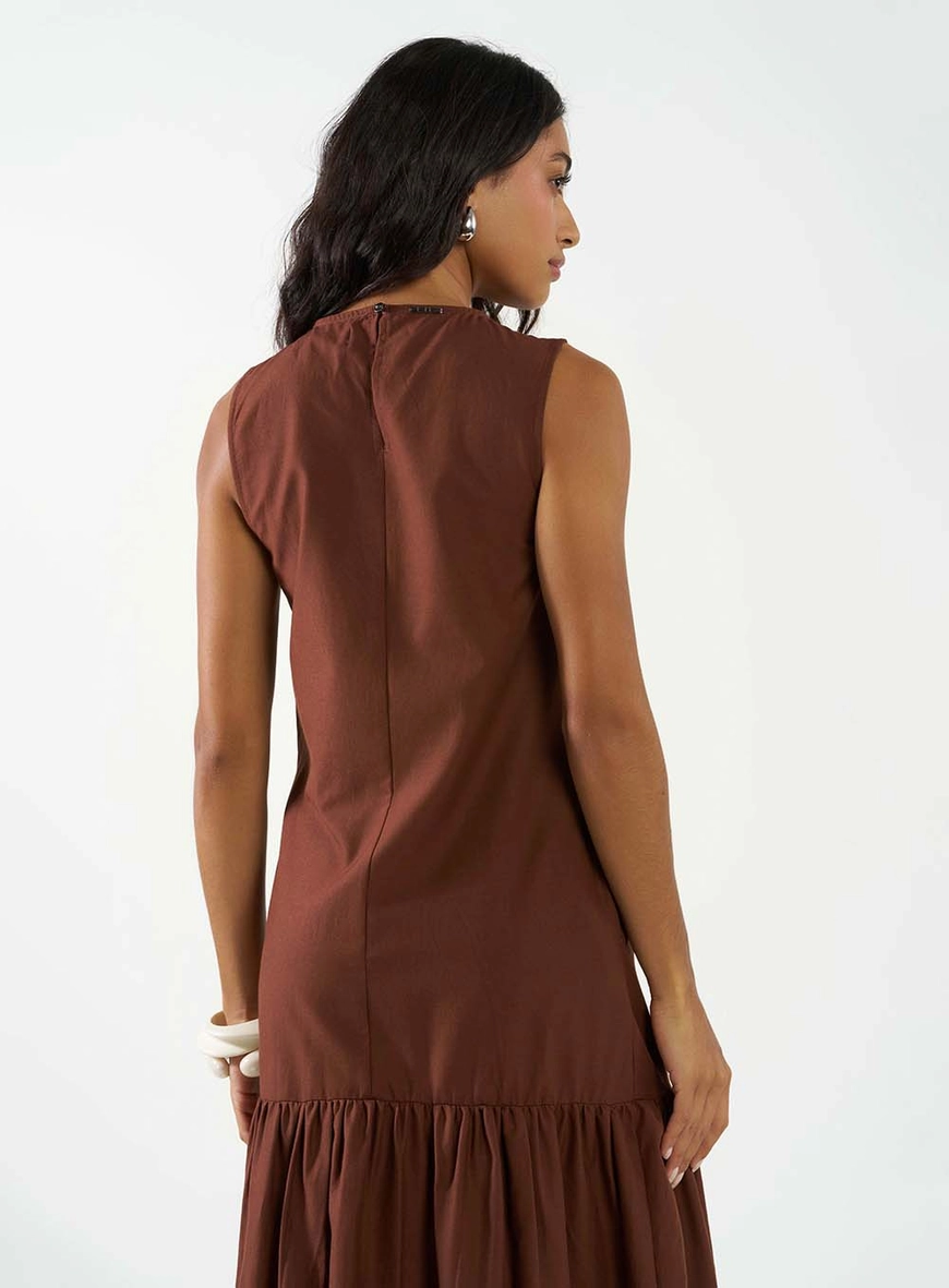 Vestido Regata Midi Comfort Marrom 3
